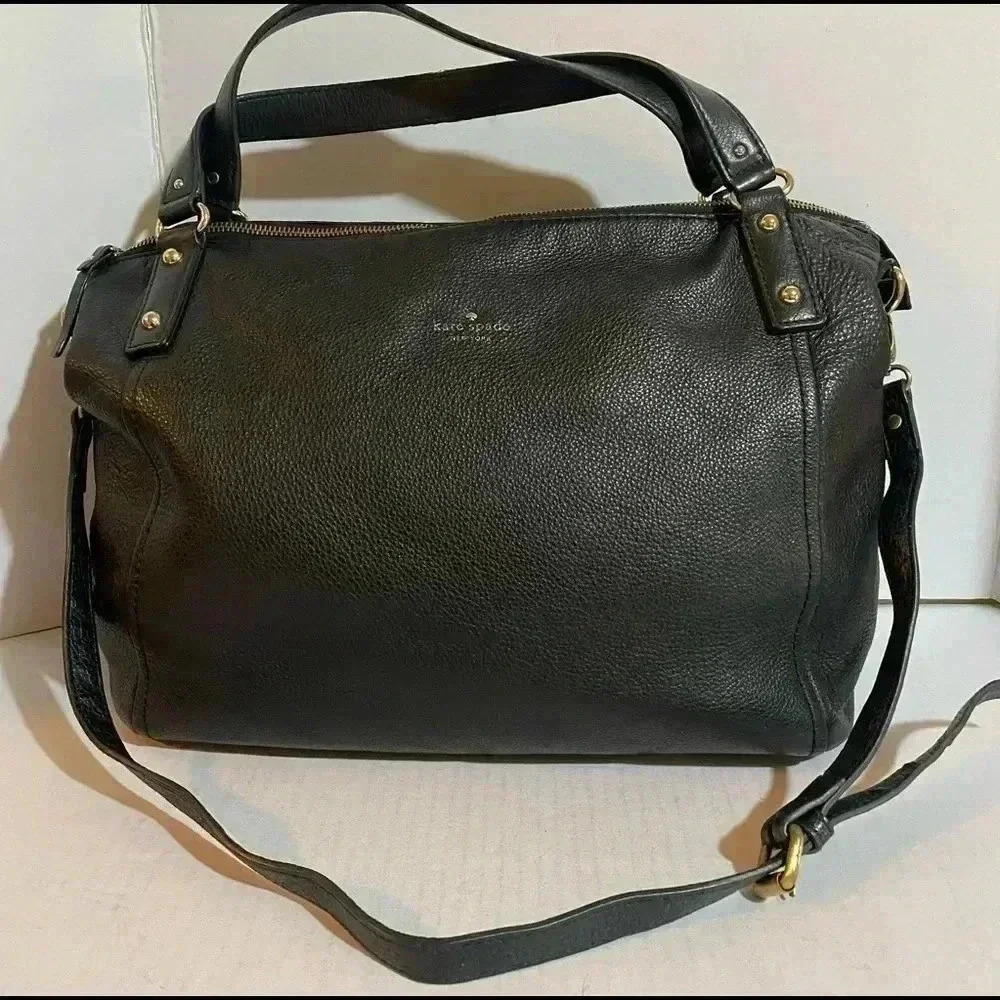 Kate spade black leather satchel handbag